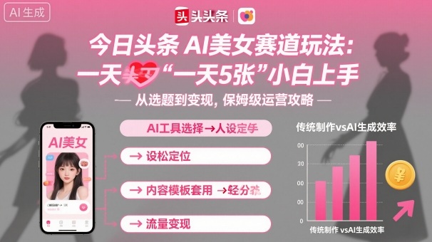 今日头条AI美女赛道玩法，一天轻松5张，小白轻松上手-三月轻创