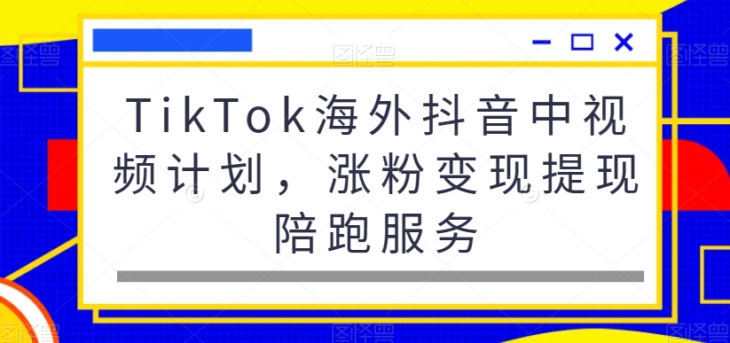 TikTok海外抖音中视频计划，涨粉变现提现陪跑服务-三月轻创