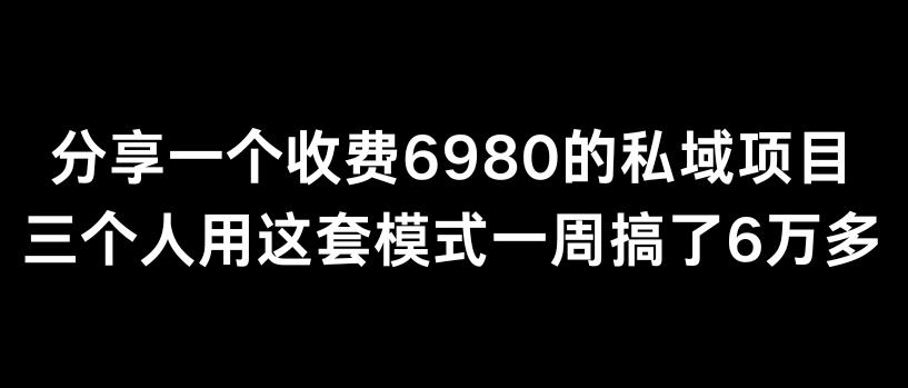 分享一个外面卖6980的私域项目三个人用这套模式一周搞了6万多【揭秘】-三月轻创