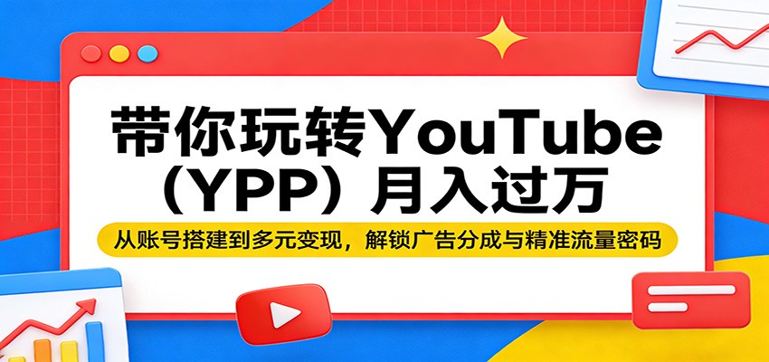 带你玩转YouTube（YPP）月入过万：从账号搭建到多元变现，解锁广告分成与精准流量密码-三月轻创