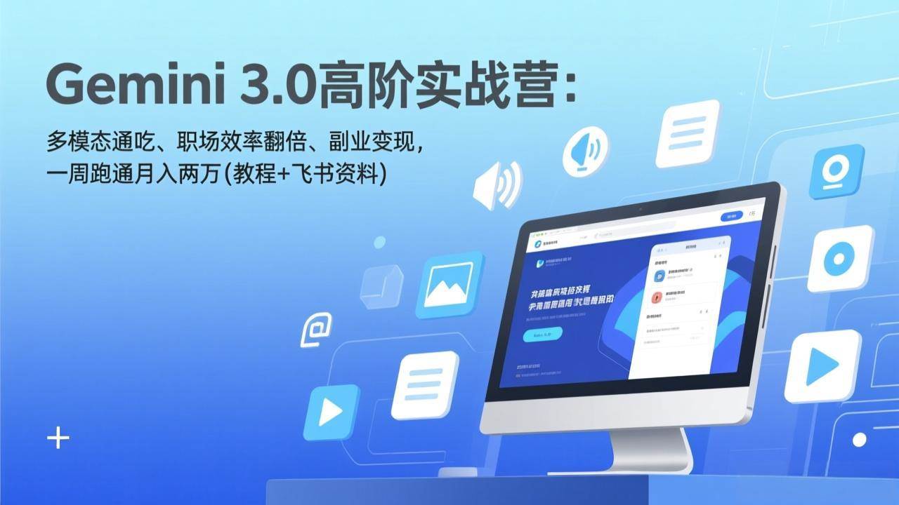 （17386期）Gemini 3.0高阶实战营：多模态通吃、职场效率翻倍、副业变现，一周跑通月入两万(教程+飞书资料)-三月轻创