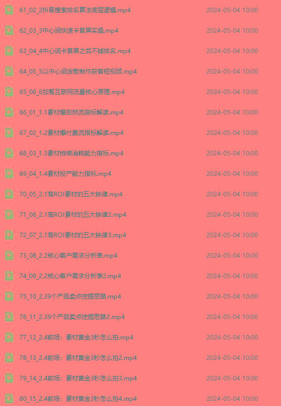 图片[4]-2024单品正价起号，直播素材投流选品：选品课+投流课+素材课+卡首屏/100节-三月轻创