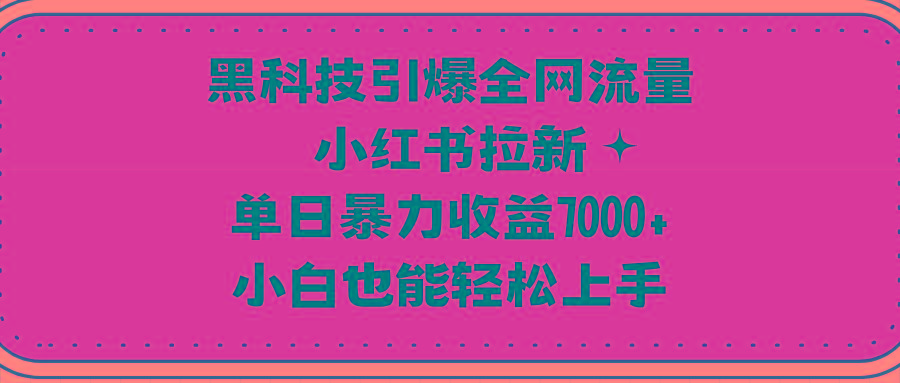 (9679期)黑科技引爆全网流量小红书拉新，单日暴力收益7000+，小白也能轻松上手-三月轻创