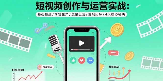 （15819期）短视频创作与运营实战：基础搭建/内容生产/流量运营/变现闭环/4大核心模块-三月轻创