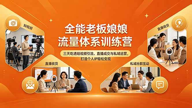 （18187期）全能老板娘流量体系训练营，三天吃透短视频引流、直播成交与私域运营，打造个人IP轻松变现-三月轻创