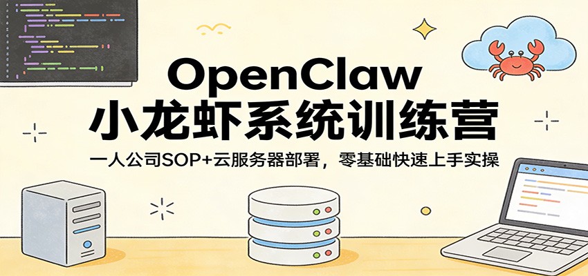 OpenClaw小龙虾系统训练营：一人公司SOP，云服务器部署，零基础快速上手实操-三月轻创