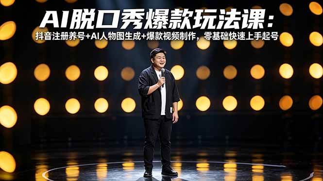 （18012期）AI脱口秀爆款玩法课：抖音注册养号+AI人物图生成+爆款视频制作，零基础快速上手起号-三月轻创