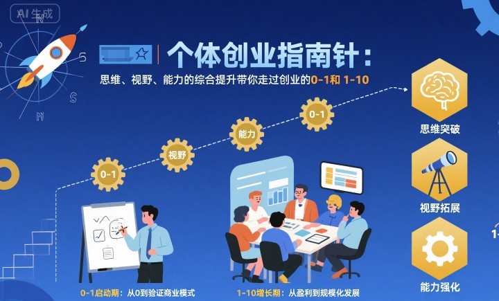 个体创业指南针，思维、视野、能力的综合提升带你走过创业的0-1和1-10【音频】-三月轻创