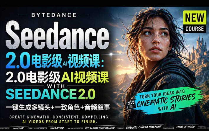 字节跳动的Seedance 2.0 AI电影视频生成制作教程，一键生成多镜头+一致角色+音频叙事-中英字幕-三月轻创