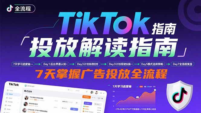（15753期）TikTok投放解读指南：后台操作/计划建立/模式选择，7天掌握广告投放全流程-三月轻创