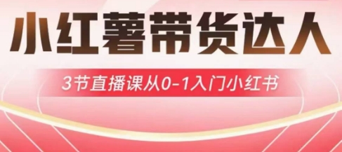 小红薯达人带货启航计划，3节直播课从0-1入门小红书-三月轻创