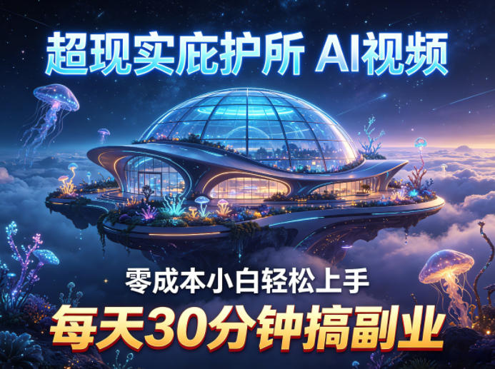 超现实庇护所AI视频项目拆解，零成本小白轻松上手，每天30分钟搞副业-三月轻创