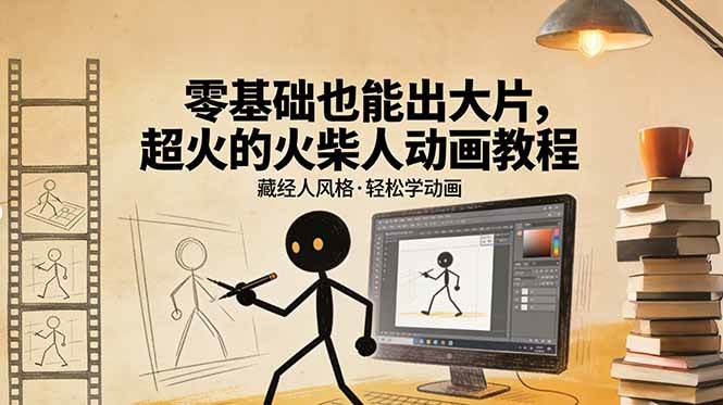 （17464期）零基础也能出大片，超火的火柴人动画教程（藏经人风格）-三月轻创