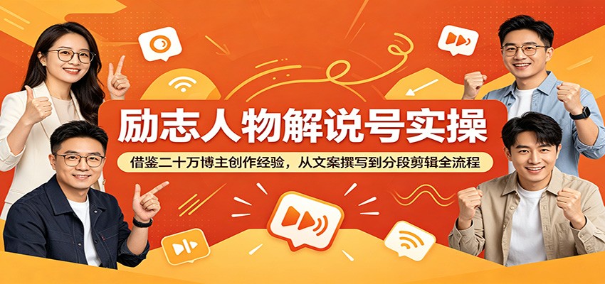 励志人物解说号实操：借鉴二十万博主创作经验，从文案撰写到分段剪辑全流程-三月轻创