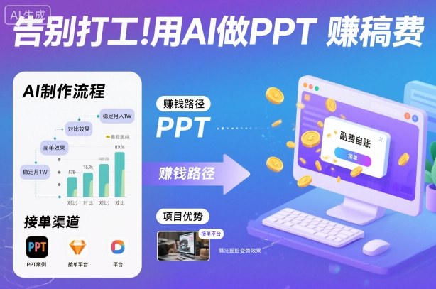 告别打工！用AI做PPT賺稿费，稳定月入1W，提供接单渠道-三月轻创