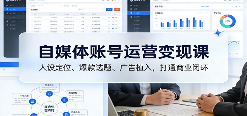自媒体账号运营变现课：人设定位、爆款选题、广告植入，打通商业闭环-三月轻创