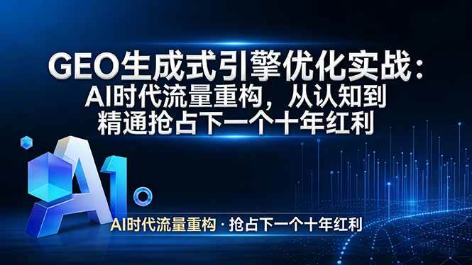 （17708期）GEO 生成式引擎优化实战：AI时代流量重构，从认知到精通抢占下一个十年红利-三月轻创