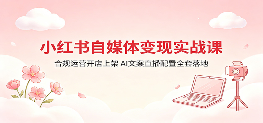 小红书自媒体变现实战课:合规运营开店上架,AI文案直播配置全套落地-三月轻创