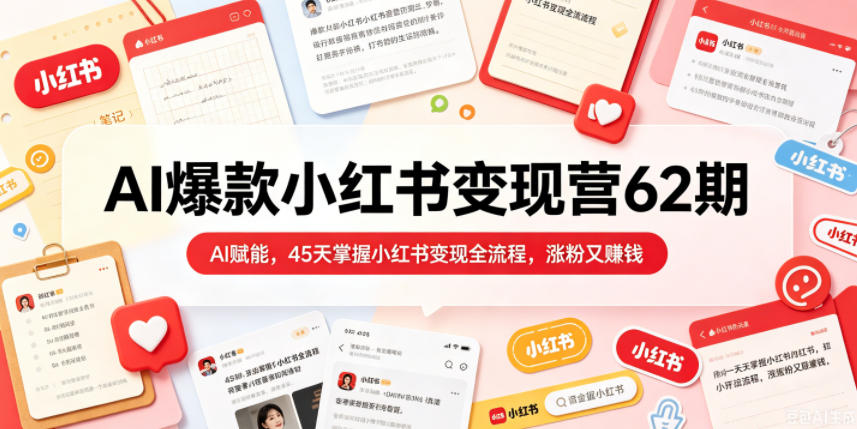 AI爆款小红书变现营62期2026年5月，AI赋能，45天掌握小红书变现全流程，涨粉又賺钱-三月轻创