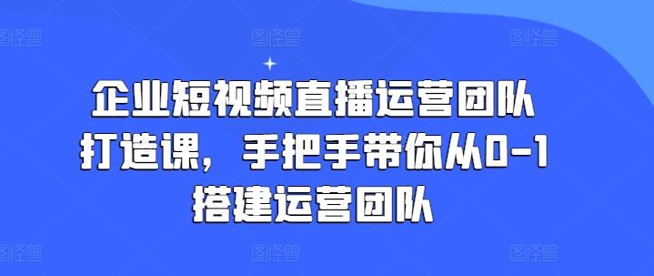 企业短视频直播运营团队打造课，手把手带你从0-1搭建运营团队-三月轻创