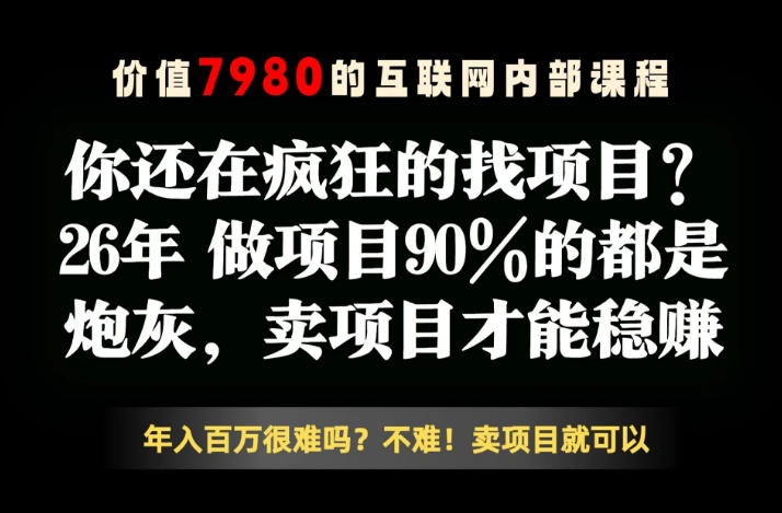 26年请不要疯狂的找项目了,卖项目远比你想象的暴利,你也可以月入10W+【揭秘】-三月轻创