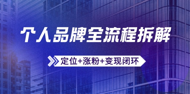 个人品牌全流程拆解：定位+涨粉+变现闭环，微信生态运营与资源整合-三月轻创