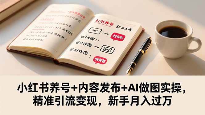 （16498期）小红书养号+内容发布+AI做图实操，精准引流变现，新手月入过万-三月轻创