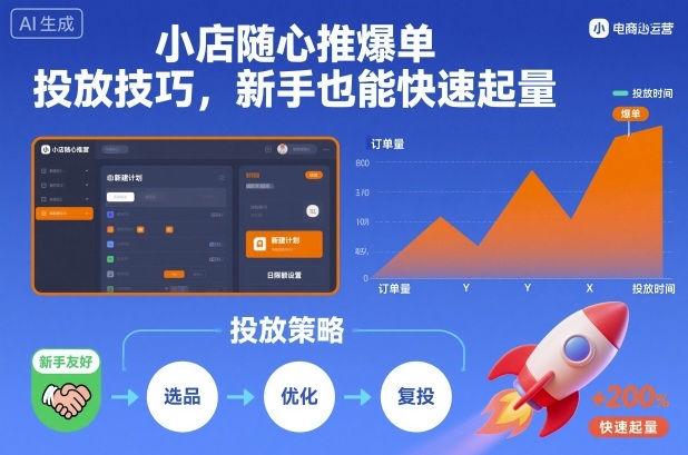 小店随心推爆单投放技巧，新手也能快速起量-三月轻创