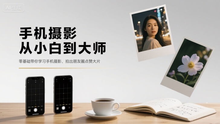 手机摄影从小白到大师，零基础带你学习手机摄影，拍出朋友圈点赞大片-三月轻创