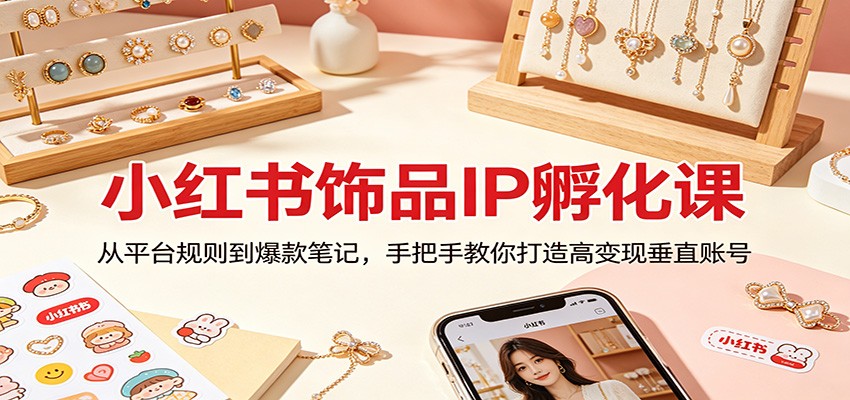 小红书饰品IP孵化课：从平台规则到爆款笔记，手把手教你打造高变现垂直账号-三月轻创