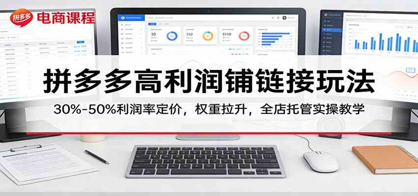 拼多多高利润铺链接玩法：30%–50%利润率定价，权重拉升，全店托管实操教学-三月轻创