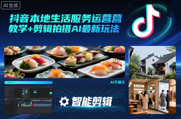 抖音本地生活服务运营教学+剪辑拍摄AI最新玩法-三月轻创