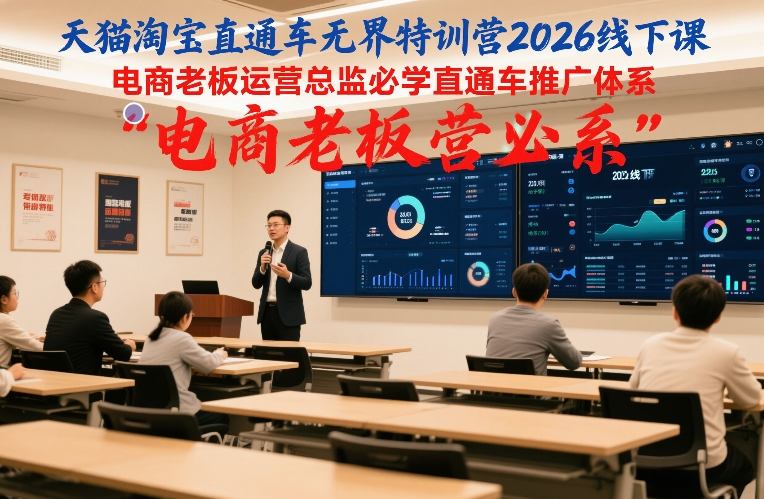 天猫淘宝直通车无界特训营2026线下课，电商老板运营总监必学直通车推广体系-三月轻创