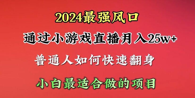 (10020期)2024年最强风口，通过小游戏直播月入25w+单日收益5000+小白最适合做的项目-三月轻创