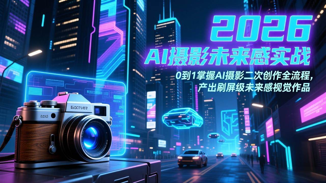 （17584期）2026 AI摄影未来感实战：0到1掌握AI摄影二次创作全流程，产出刷屏级未来感视觉作品-三月轻创