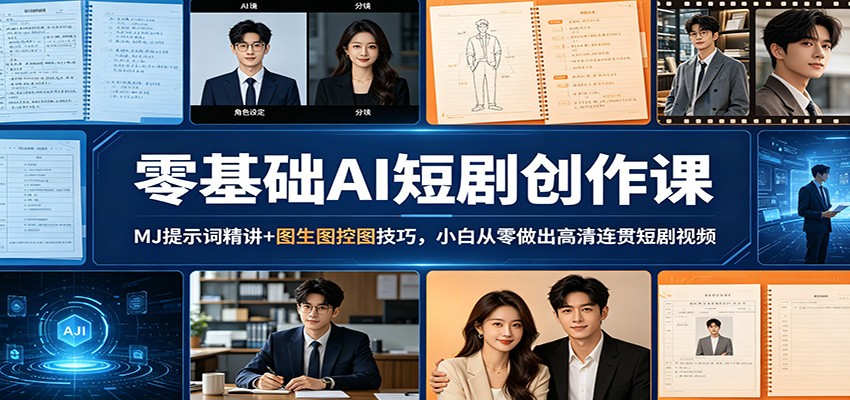 零基础AI短剧创作课：MJ提示词精讲+图生图控图技巧，小白从零做出高清连贯短剧视频-三月轻创