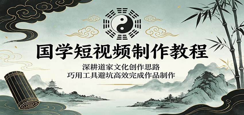 国学短视频制作教程:深耕道家文化创作思路,巧用工具避坑高效完成作品制作-三月轻创