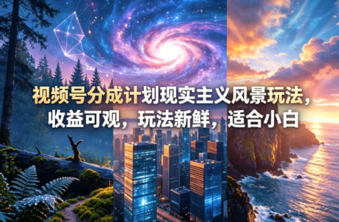 视频号分成计划现实主义风景玩法，收益可观，玩法新鲜，适合小白-三月轻创