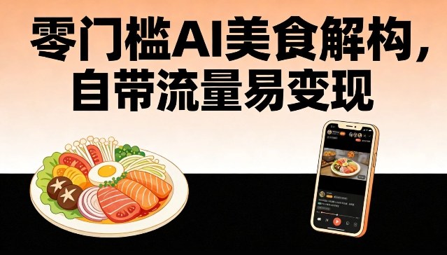 零门槛AI美食解构，自带流量易变现-三月轻创