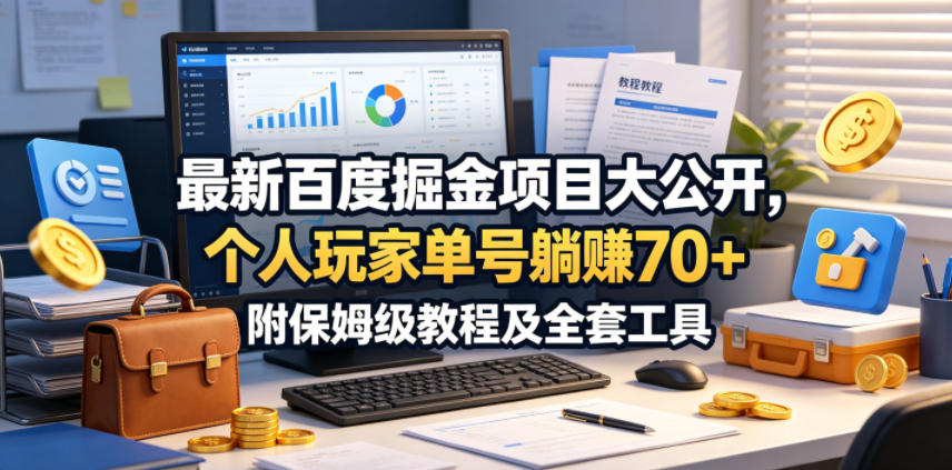 最新百度掘金项目大公开，个人玩家单号躺賺70+，附保姆级教程及全套工具【揭秘】-三月轻创