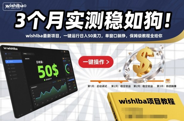 3个月实测稳如狗！wishlba最新项目，一键运行日入50美刀，单窗口躺挣，保姆级教程全给你【揭秘】-三月轻创