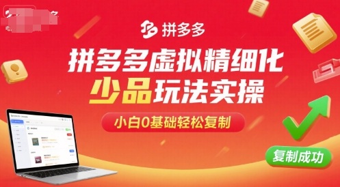 拼多多虚拟精细化少品玩法实操，小白0基础轻松复制-三月轻创