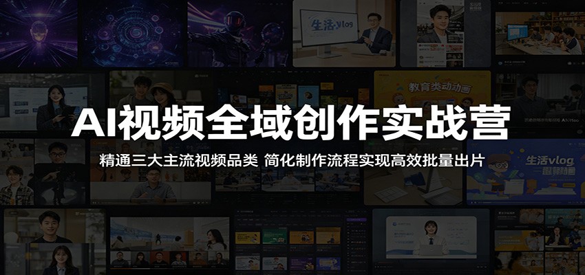 AI视频全域创作实战营:精通三大主流视频品类,简化制作流程实现高效批量出片-三月轻创