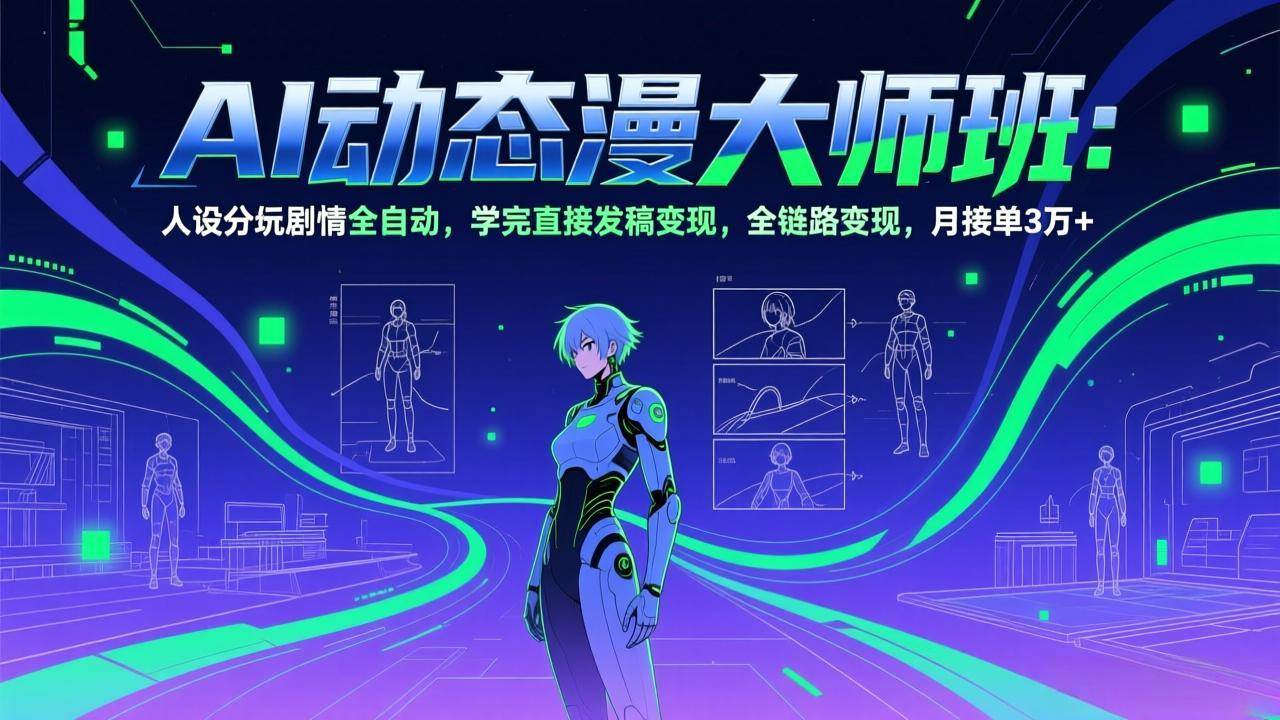 （17402期）AI动态漫剧大师班：人设分镜剧情全自动，学完直接发稿变现，全链路变现，月接单3万+-三月轻创
