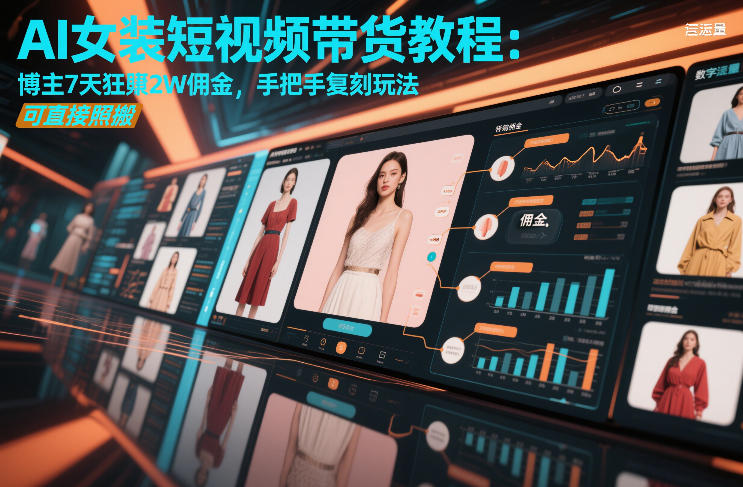 AI女装短视频带货教程：博主7天狂賺2W佣金，手把手复刻玩法，可直接照搬-三月轻创