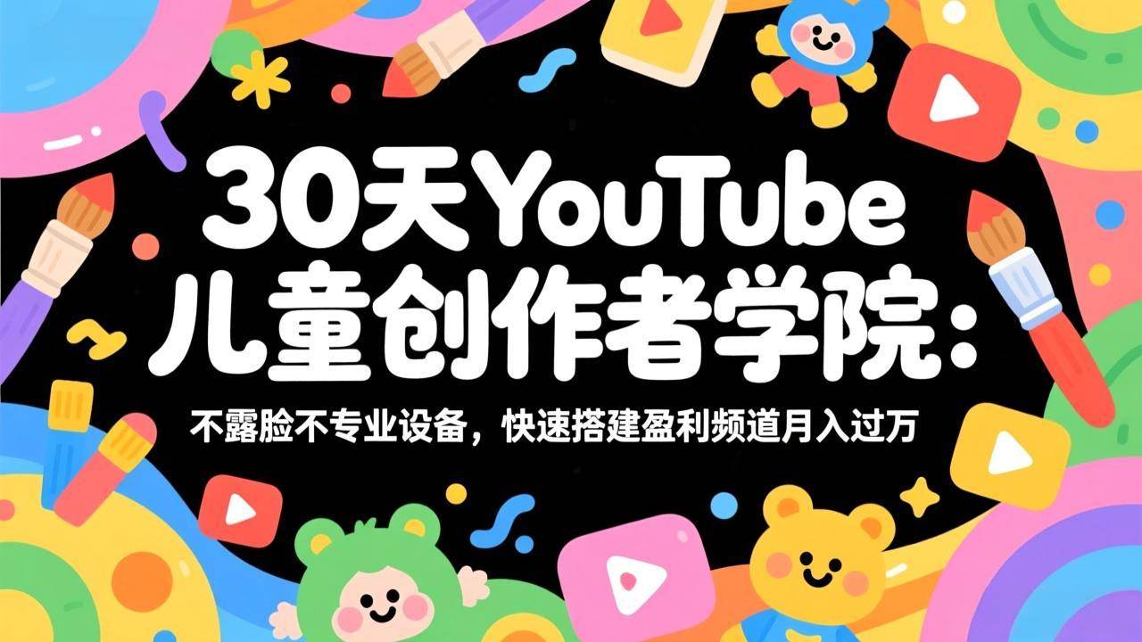 （17554期）30天YouTube儿童创作者学院：不露脸不专业设备，快速搭建盈利频道月入过万-三月轻创