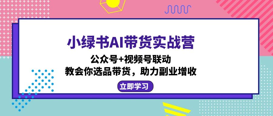 小绿书AI带货实战营：公众号+视频号联动，教会你选品带货，助力副业增收-三月轻创