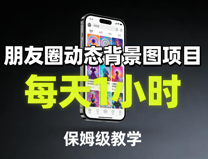 朋友圈动态背景图项目，每天1小时，保姆级教学-三月轻创