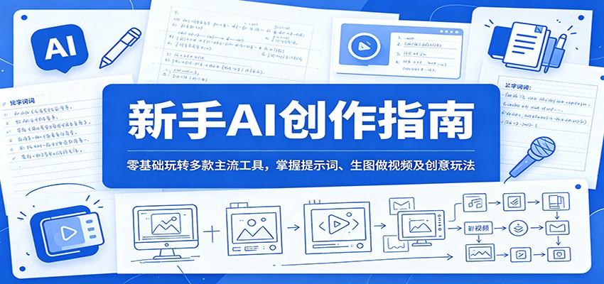 新手AI创作指南：零基础玩转多款主流工具，掌握提示词、生图做视频及创意玩法-三月轻创