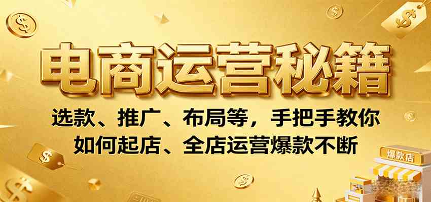 电商运营秘籍：选款、推广、布局等，手把手教你如何起店、全店运营爆款不断-三月轻创